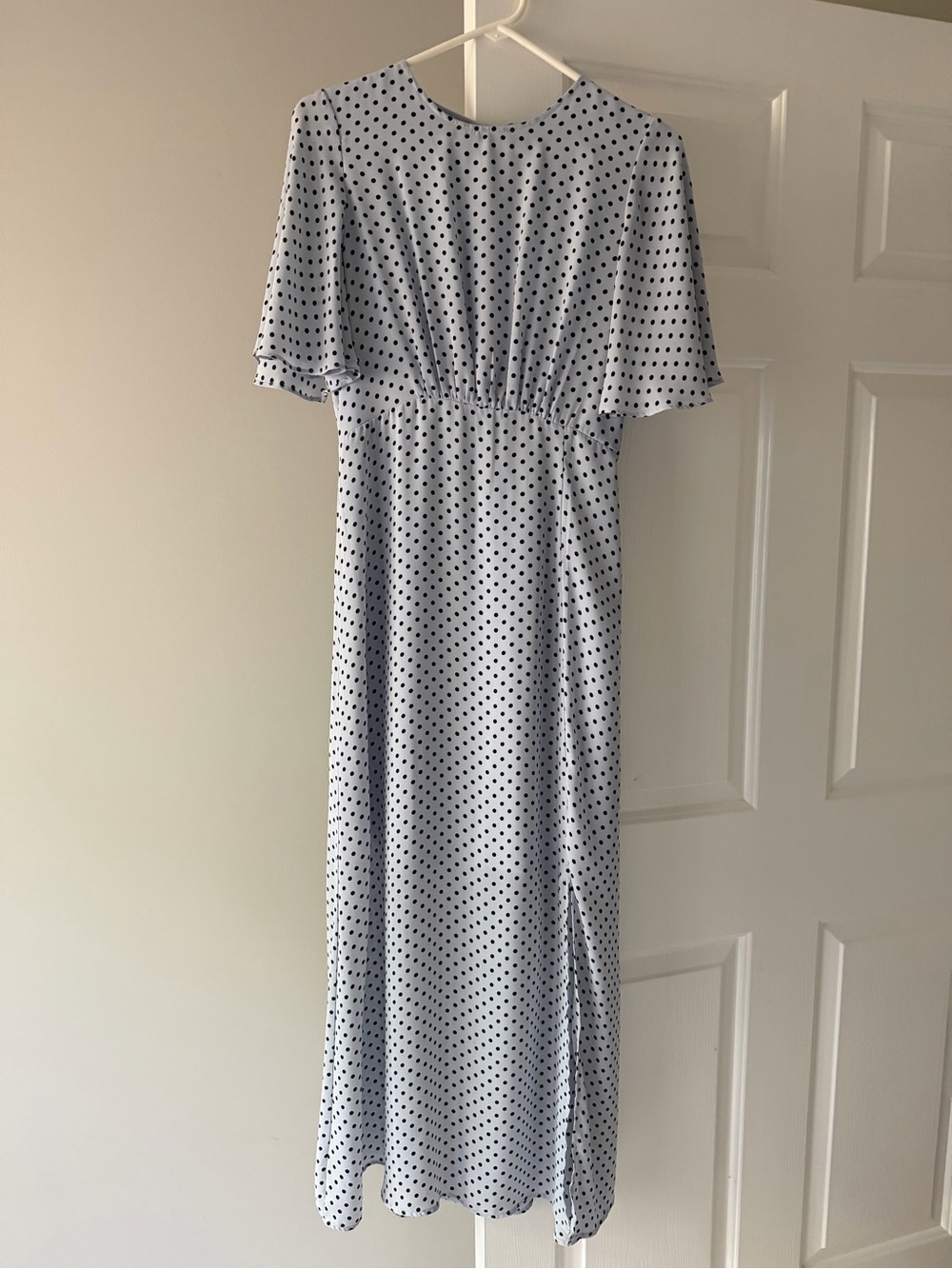 Who What Wear Light Blue Polka Dot Maxi Dress